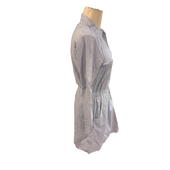 Love Fire Shirt Dress Womens Medium Blue and White Striped Half Way Up Buttons - Picture 4 of 8